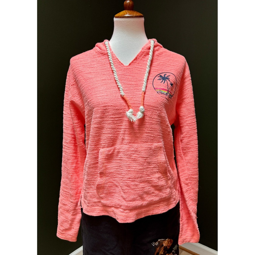 Rehoboth Beach Delaware Coral V Neck Pullover Hoodie‎ Women's Size M